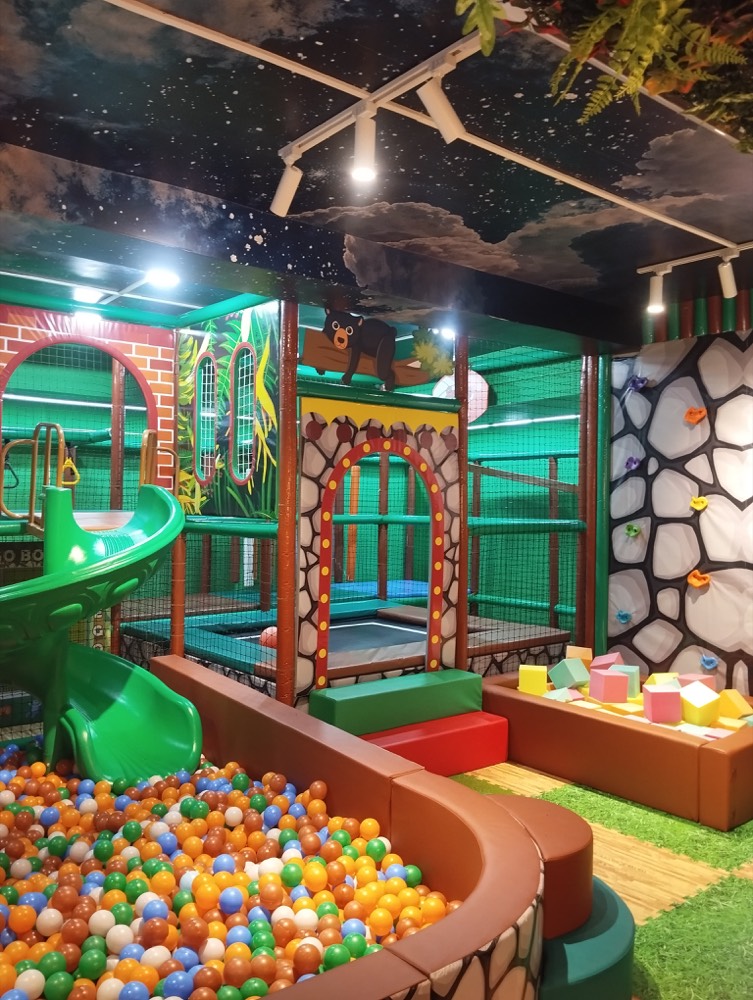 Trampolines and climbing wall